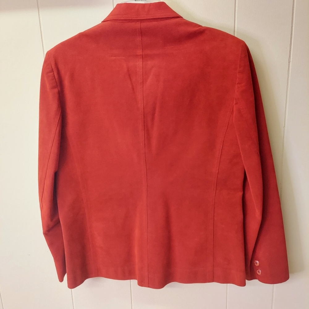 Blassport Ultra Suede Blazer Jacket Women Medium Red Long Sleeve DISCOLORED - Picture 4 of 15